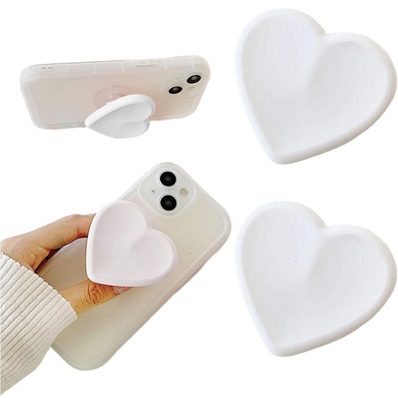 White Heart Phone Grip - Picture 1 of 4